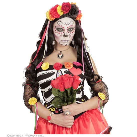 Στέκα με Μεγάλα Πολύχρωμα Λουλούδια και κορδέλες