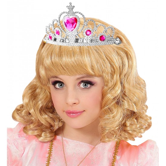 Στέκα Τιάρα Ασημί με Ροζ Πετράδια