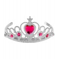 Στέκα Τιάρα Ασημί με Ροζ Πετράδια