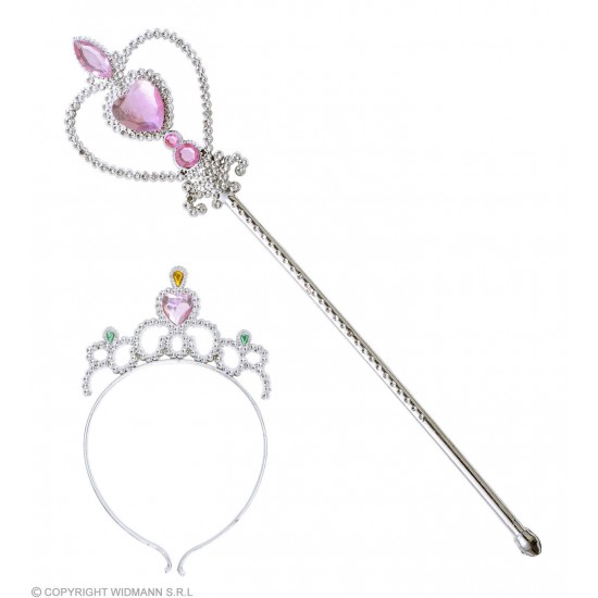 Σετ Τιάρα και Ραβδάκι με Ροζ πετράδια