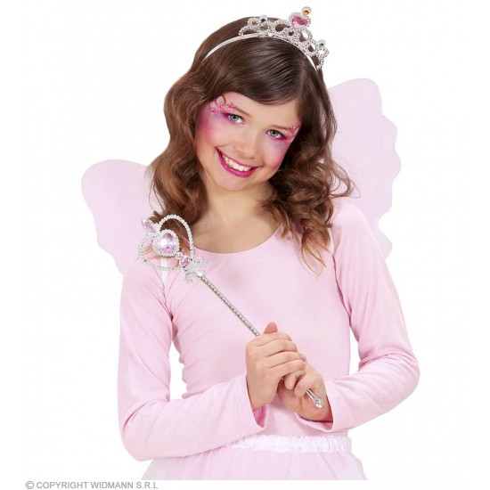 Σετ Τιάρα και Ραβδάκι με Ροζ πετράδια