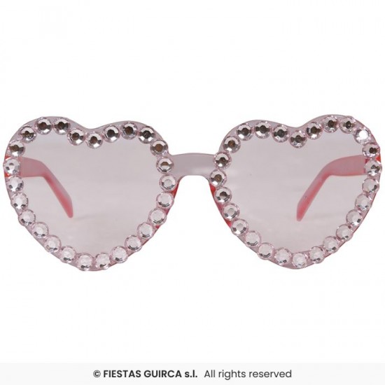 Αποκριάτικα Γυαλιά Ροζ Καρδούλες Στρας