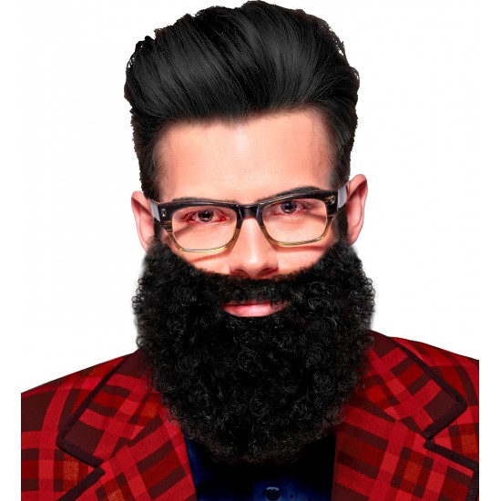 Γενειάδα Μαύρη Σγουρή με Μουστάκι