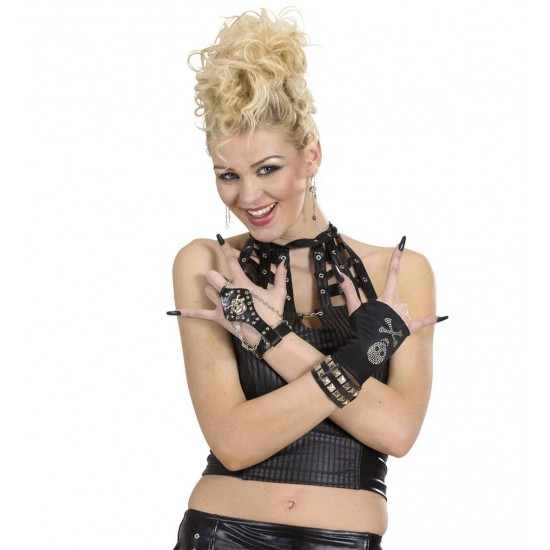 Γάντια με Νεκροκεφαλή Στρας