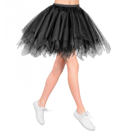 Φούστα Μαύρη Υφασμάτινη με Τούλι Delux