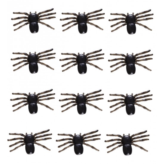 Σετ από 12 Μαύρες Αράχνες  2cm