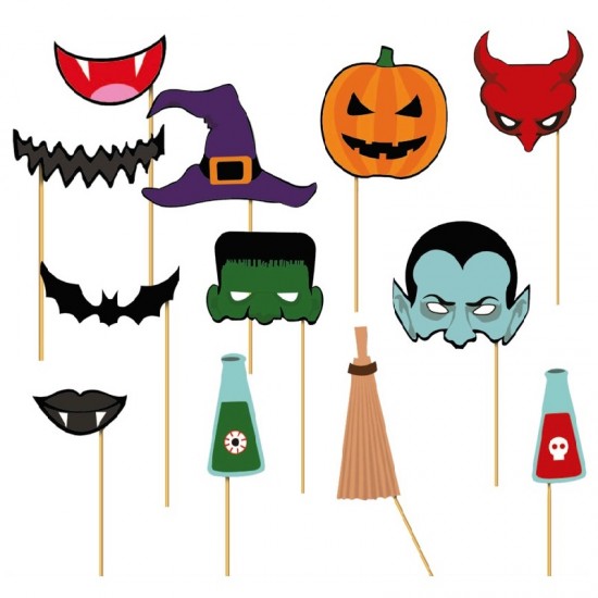 Σετ Photo Booth Props Halloween 12 τεμ