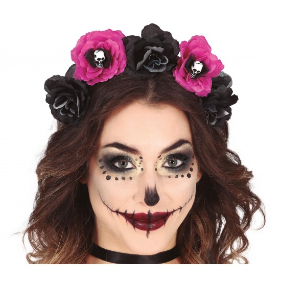 Στέκα με Μαύρα και Μωβ Λουλούδια Halloween