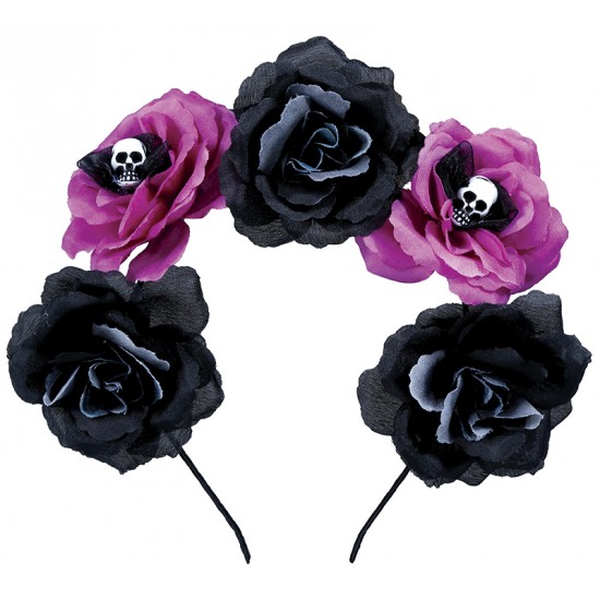 Στέκα με Μαύρα και Μωβ Λουλούδια Halloween