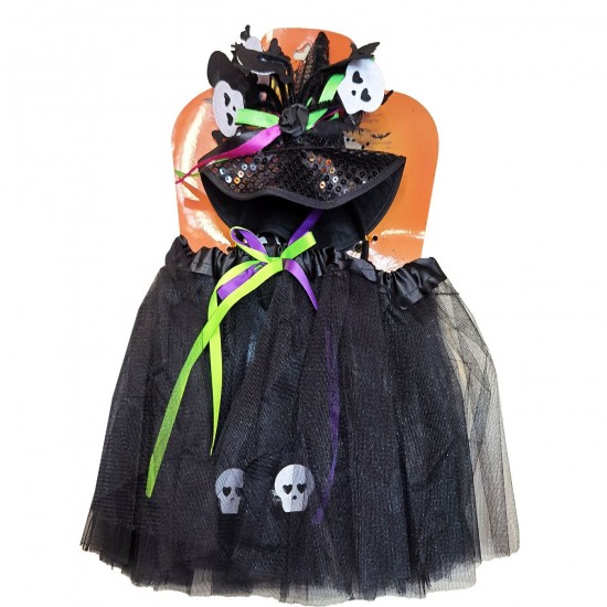 Σετ Αμφίεσης Halloween Μάγισσα Νεκροκεφαλές Παιδικό
