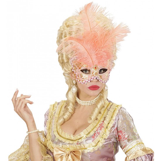 Μάσκα Ματιών Ροζ με λαχούρια πέτρες και φτερά Delux