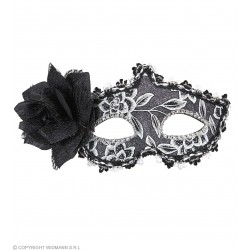 Μάσκα Ματιών με Ασημί Glitter και μαύρο τριαντάφυλλο