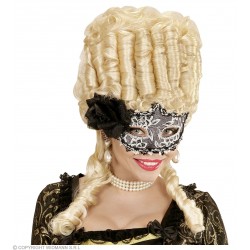 Μάσκα Ματιών με Ασημί Glitter και μαύρο τριαντάφυλλο