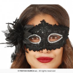 Μάσκα Ματιών Μαύρη με Λουλούδι