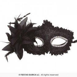 Μάσκα Ματιών Μαύρη με Λουλούδι