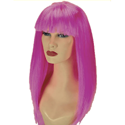 Περούκα Ροζ Μακριά με Φράντζα