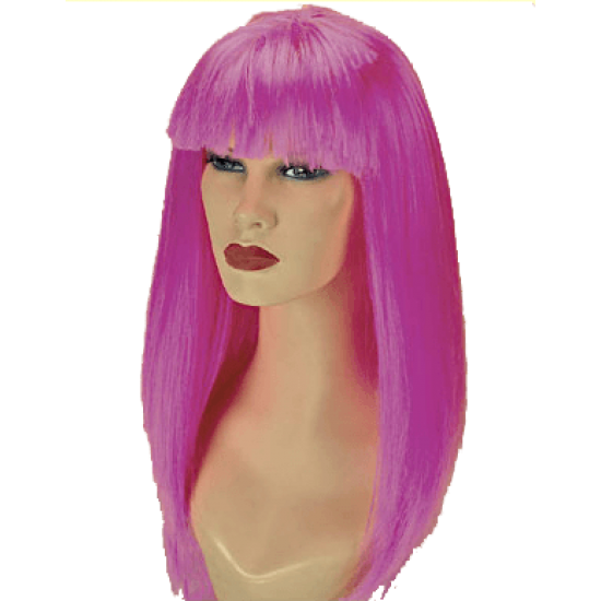 Περούκα Ροζ Μακριά με Φράντζα