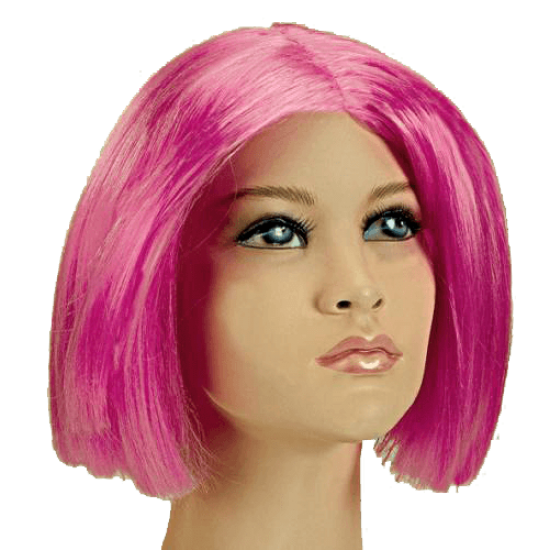 Περούκα Ροζ Κοντό Καρέ Χωρίς Φράντζα