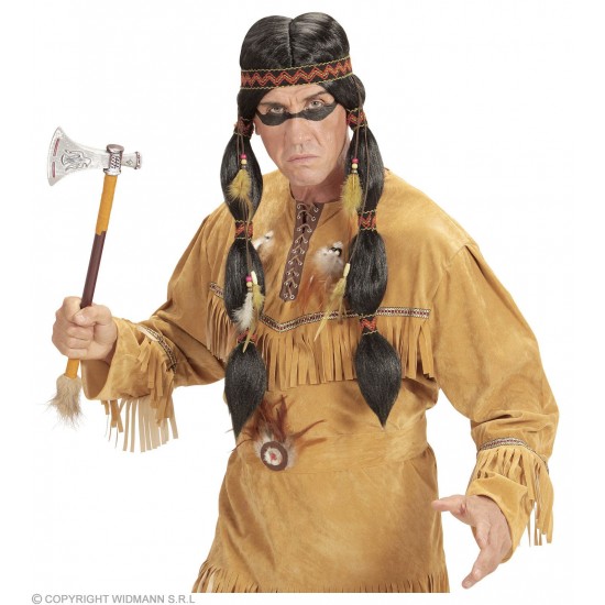 Περούκα Ινδιάνου με Κοτσίδες και Κορδέλες