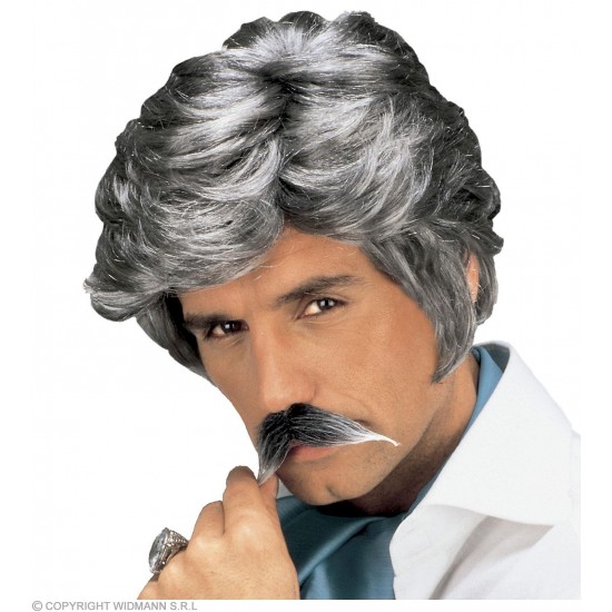 Περούκα Καζανόβα Γκρι με Μουστάκι