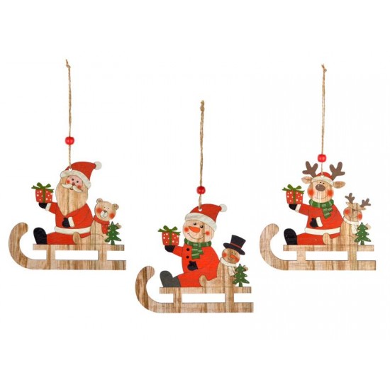 Στολίδι Ξύλινο κρεμαστό Έλκηθρο 14cm 