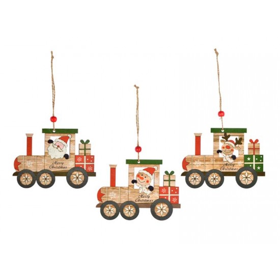 Στολίδι Ξύλινο κρεμαστό Τρενάκι 14cm 
