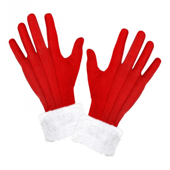 Γάντια Κόκκινα κοντά με Άσπρη Γούνα