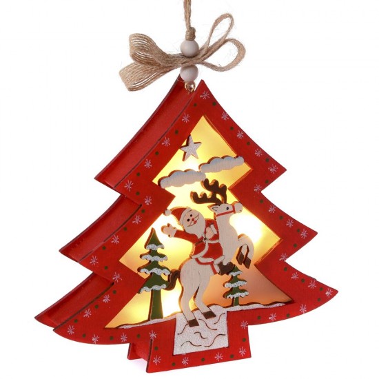 Δέντρο κόκκινο με φώς ξύλινο 14x15cm