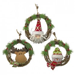 Στεφάνι xmas με φιγούρα & καμπανάκι 25cm