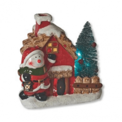 Σπιτάκι κεραμικό με φως 17Χ8,5Χ16cm Χιονάνθρωπος