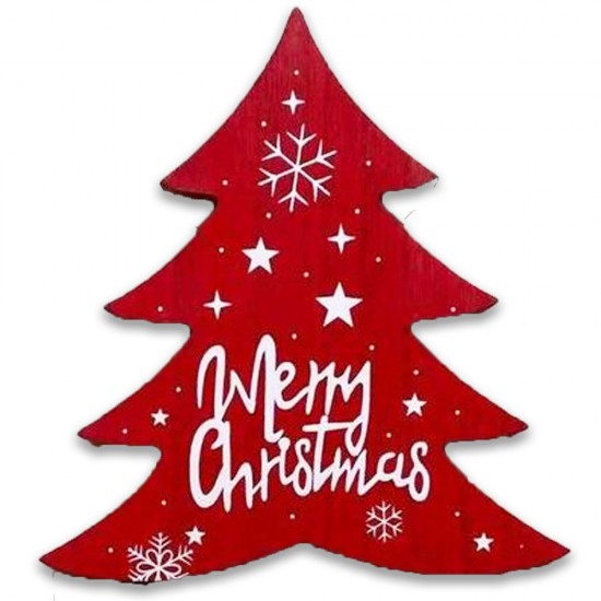 Χριστουγεννιάτικο  Δέντρο Ξύλινο Κόκκινο 18x18cm