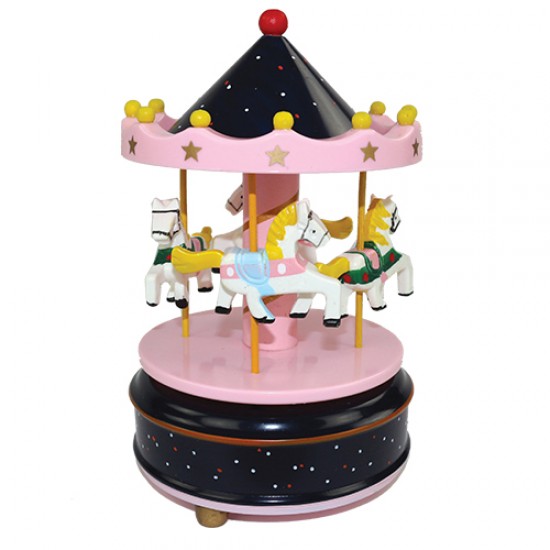 Καρουζέλ μουσικό ροζ μαύρο 17cm