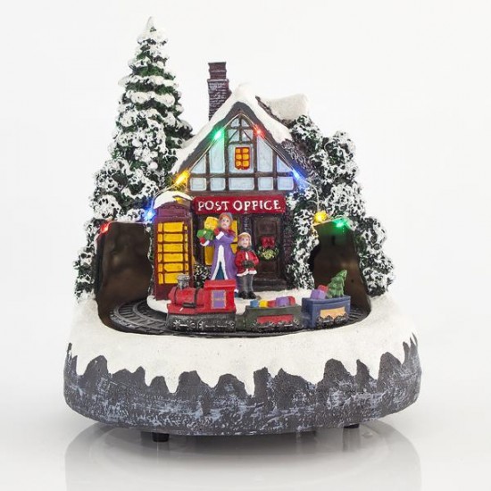 Φωτιζόμενο Σπιτάκι Ταχυδρομείο με Τρενάκι μπαταρίας ήχος κίνηση 19x19x21cm