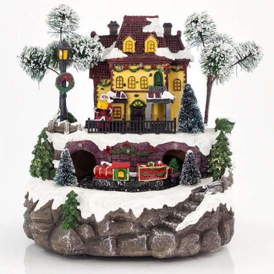 Φωτιζόμενο Σπιτάκι με Τρενάκι μπαταρίας ήχος κίνηση 22x20x25cm