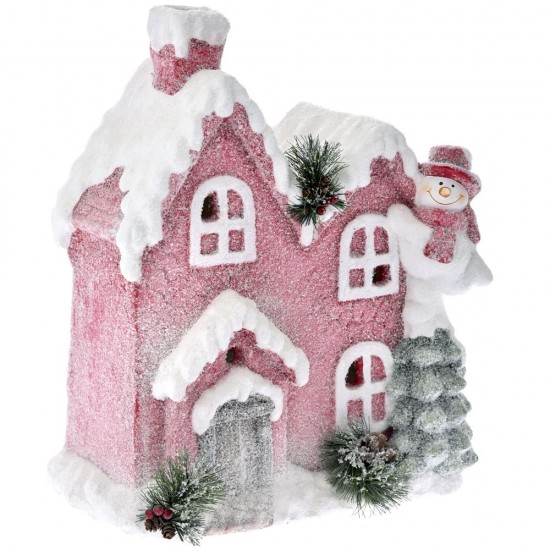 Σπίτι κόκκινο xmas 37x21x43cm με φως led